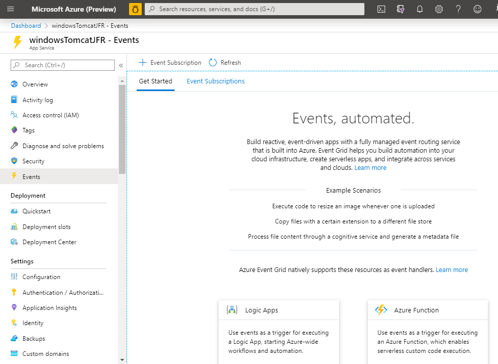 Events page